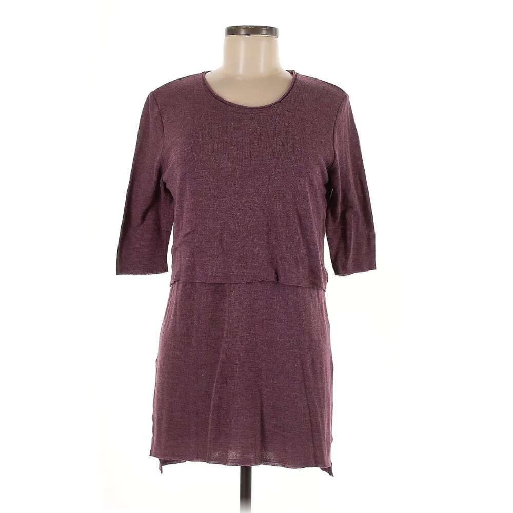 Anthropologie Deletta Women's Burgundy 3/4 Sleeve T-Shirt Size M